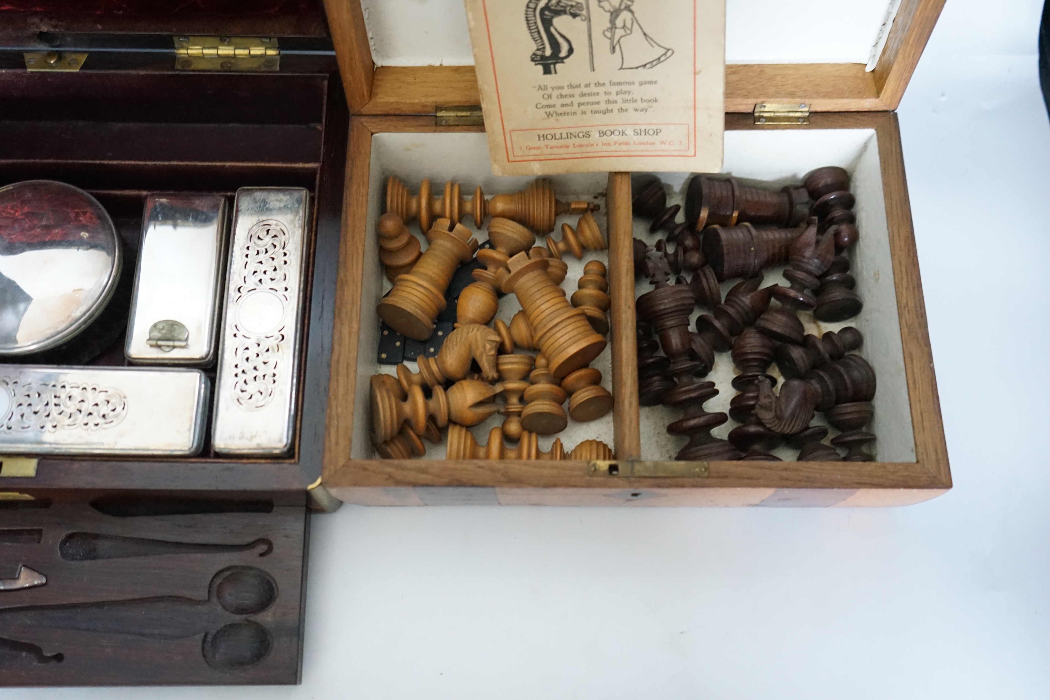 A Victorian brass bound rosewood toilet box